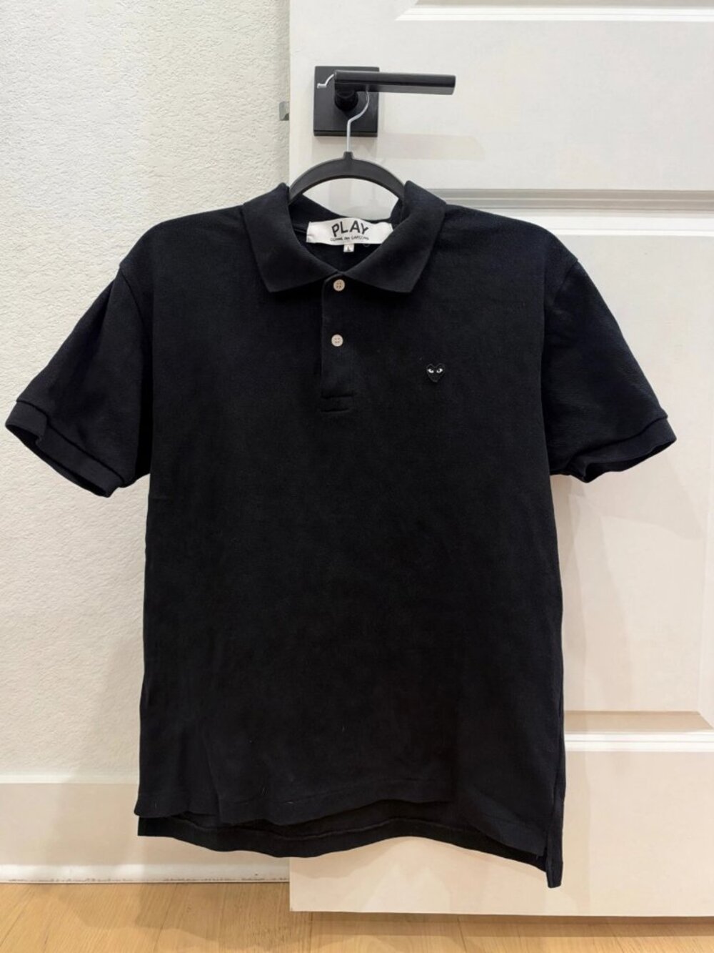 PLAY Comme des Garçons Black Heart Polo Shirt, Men's L, Black